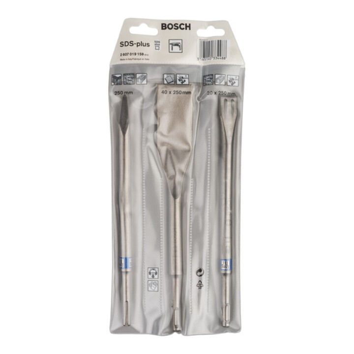 Coffret de burins SDS plus, 3 pièces 250; 250; 260 x 20; 40 mm