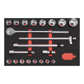 Coffret de douilles 3/4" Kraftwerk PRO LINE EVA, insert 60x40 cm, 21 pcs.
