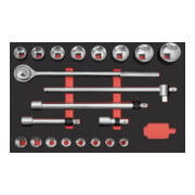 Coffret de douilles 3/4" Kraftwerk PRO LINE EVA, insert 60x40 cm, 21 pcs.