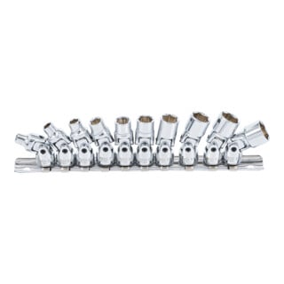 Coffret de douilles articulées 6,3 mm (1/4") 5 - 13 mm 10 pièces Kraftmann