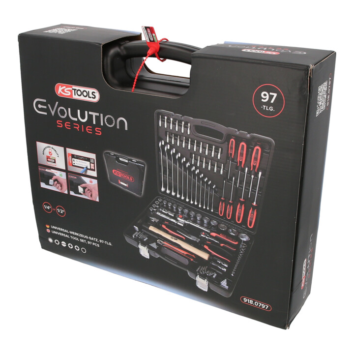 Coffret de douilles et cliquets KS Tools 1/4" + 1/2" CHROMEplus ®