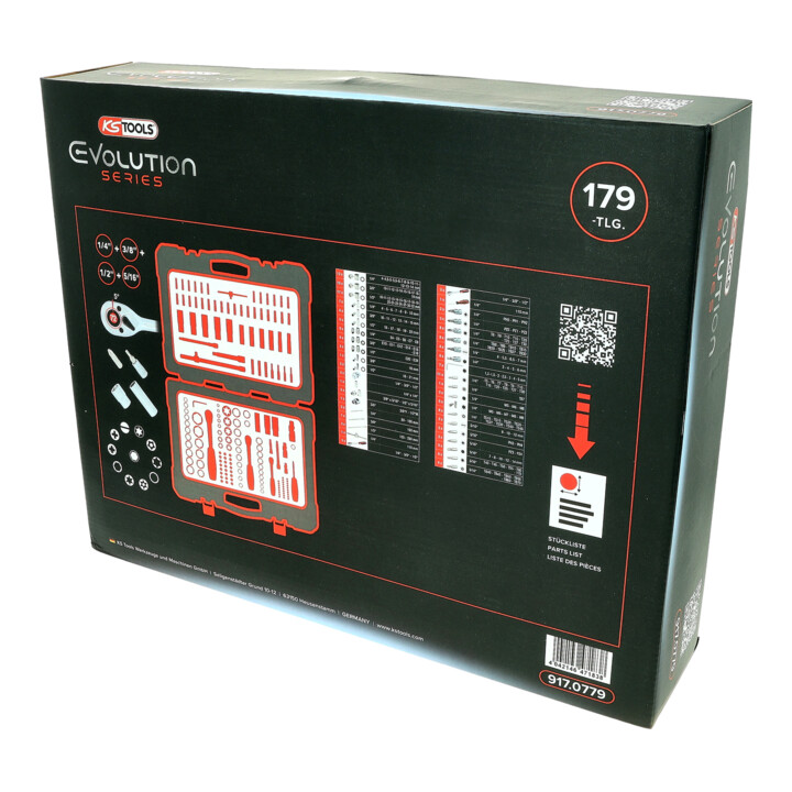 Coffret de douilles KS Tools 1/4"+3/8"+1/2", 179 pcs