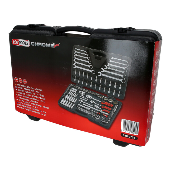 Coffret de douilles KS Tools 1/4"+3/8"+1/2" CHROMEplus, 124 pièces