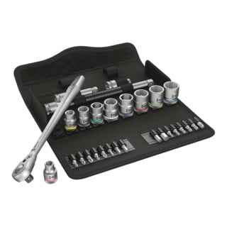 Coffret de douilles métalliques Wera 8100 SB 8 Zyklop, levier d'interrupteur, entraînement 3/8", 29 pièces, métrique
