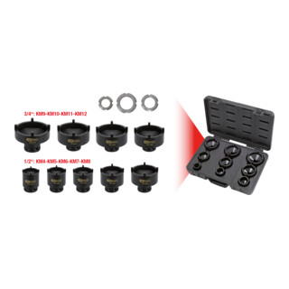 Coffret de douilles pour KM écrou à ergots, ergots extérieurs, 9 pcs KS Tools