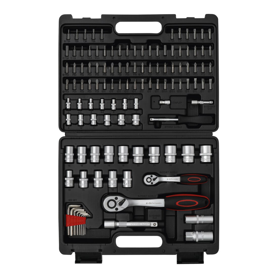 Coffret de Douilles, six pans | 6,3 mm (1/4") / 12,5 mm (1/2") | 115 pièces BGS Do it yourself