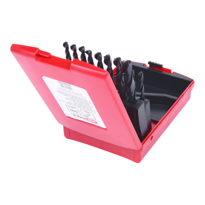 Coffret de forets HSS-R laminés, 19 pcs, en box PVC, 1-10mm