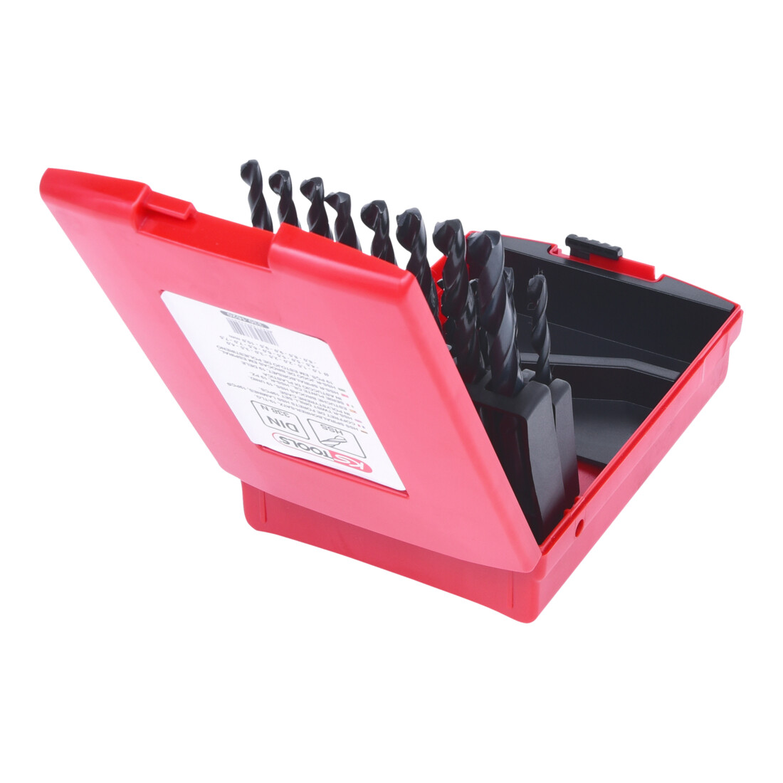 Coffret de forets HSS-R laminés, 19 pcs, en box PVC, 1-10mm