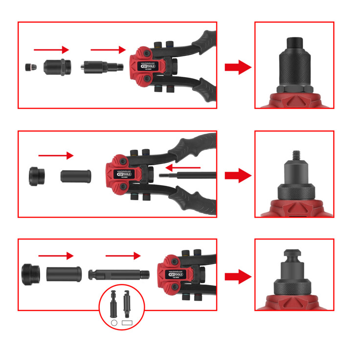 Coffret de pinces à rivets 3 en 1 KS Tools, 15 pièces