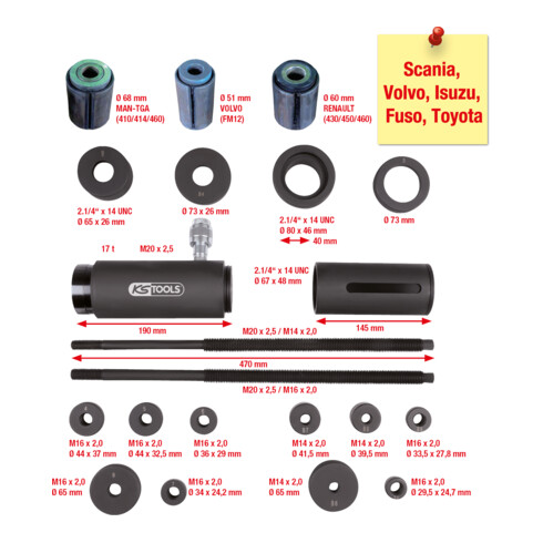 Coffret d'outils de montage/démontage de douilles à ressorts NKW, 18 pcs KS Tools