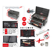Coffret d'outils universels KS Tools 1/4"+1/2" CHROMEplus, 99 pièces GEAR