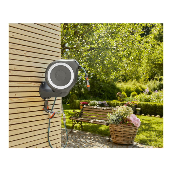 Coffret mural pour tuyau RollUp M GARDENA (blanc) 20 m