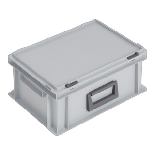 coffret plastique L400xl300xH183 mm PP 1 manche fermoir coulissant gris 14 l