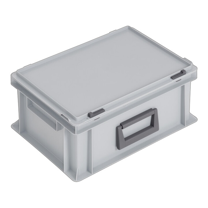 coffret plastique L400xl300xH183 mm PP 1 manche fermoir coulissant gris 14 l