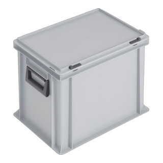 coffret plastique L400xl300xH333 mm PP 2 manches fermoir coulissant gris 31 l
