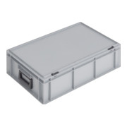 coffret plastique L600xl400xH183 mm PP 2 manches fermoir coulissant gris 34 l-1