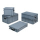 coffret plastique L600xl400xH183 mm PP 2 manches fermoir coulissant gris 34 l-4