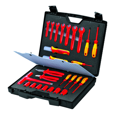 Coffret standard, 26 outils, avec outils isolés pour travailler sur des installations électriques Knipex