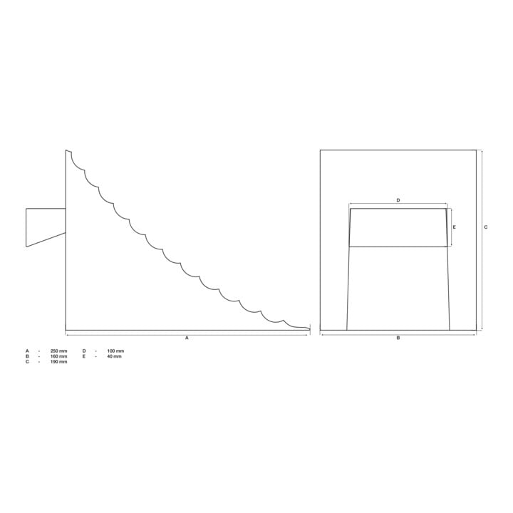 Coin 250 x 160 x 185 mm pour berlines et véhicules utilit. BGS