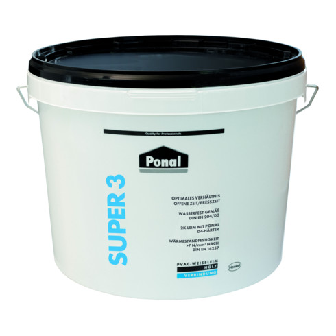 Colle à bois résistant à l'eau / Super 3 5 kg EN 204: D3 Seau PONAL