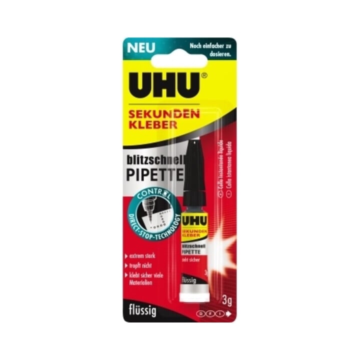 Colle instantanée PIPETTE ultrarapide Control 3 g incolore tube UHU