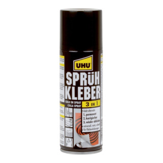Colle pulvérisable 3 en 1 légèrement jaunâtre 200 ml bombe aérosol UHU