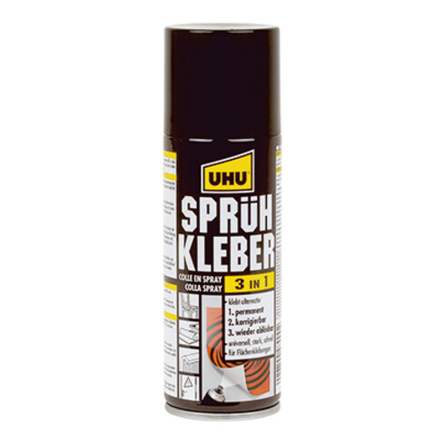 Colle pulvérisable 3 en 1 légèrement jaunâtre 200 ml bombe aérosol UHU