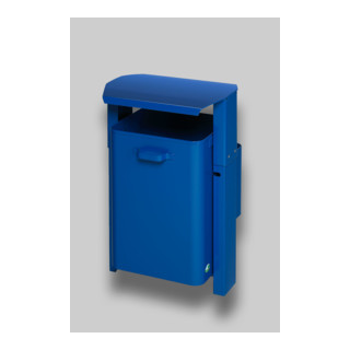 Collecteur de déchets AG 08 Fixation muralee ou poteau avec auvent, bleu gentiane Var