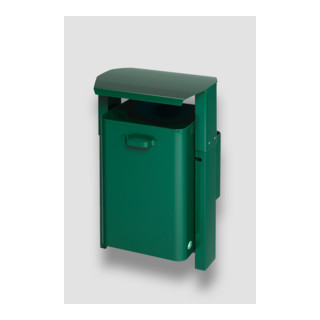 Collecteur de déchets AG 08 Fixation muralee ou poteau avec auvent, vert Var