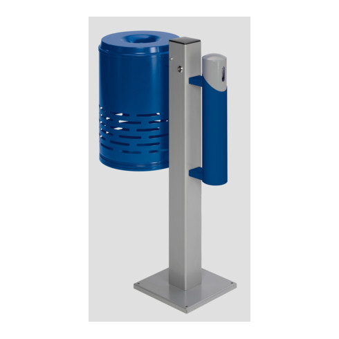 Collecteur de déchets AG 101, poubelle bleu/cendrier bleu-argent Var