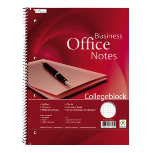 Collegeblock DIN A4 holzfrei 80Blatt kariert