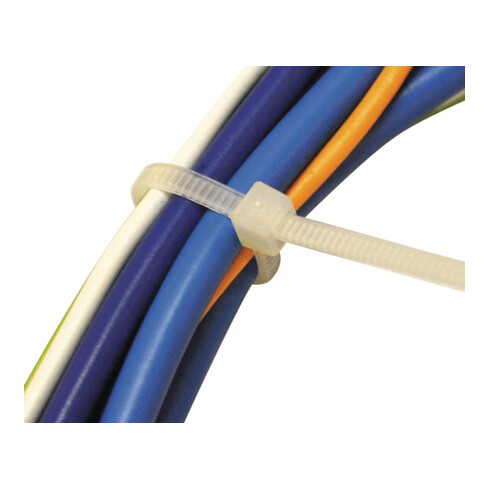 Colliers de câblage L. 180 mm l. 7,5 mm polyamide nature pas résistant aux UV 10