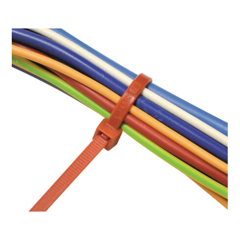 Colliers de câblage L. 280 mm l. 4,5 mm polyamide rouge, RAL 3000 pas résistant