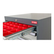 Compartimentage de tiroir STIER, bacs pour petites pièces, BLH 100 mm, dimensions intérieures 500x450 mm, 18 KTK 75x150 mm-4