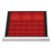 Compartimentage de tiroir STIER, bacs pour petites pièces, BLH 100 mm, dimensions intérieures 500x450 mm, 24 KTK 75x75 mm