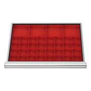 Compartimentage de tiroir STIER, bacs pour petites pièces, BLH 50 mm, dimensions intérieures 600x450 mm, 32 KTK 75x75 mm