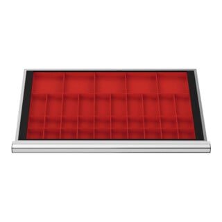 Compartimentage de tiroir STIER, bacs pour petites pièces, BLH 50 mm, dimensions intérieures 800x450 mm, 5 KTK 150x150 mm