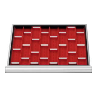 Compartimentage de tiroir STIER, plaques de cuvettes, BLH 50 mm, dimensions intérieures 600x450 mm, 12 plaques de cuvette