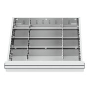 Compartimentage de tiroir STIER, séparations en métal, BLH 100/125 mm, dimensions intérieures 500x450 mm, 12 casiers, 6 x TW 125