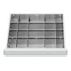 Compartimentage de tiroir STIER, séparations en métal, BLH 100/125 mm, dimensions intérieures 500x450 mm, 20 casiers, 6 x TW 75-1