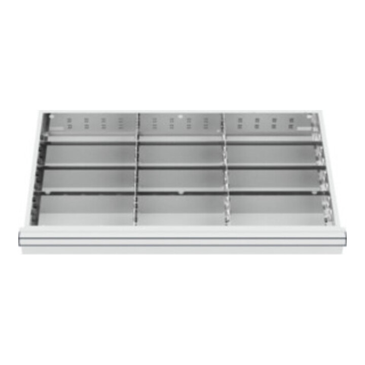 Compartimentage de tiroir STIER, séparations en métal, BLH 100/125 mm, dimensions intérieures 800x450 mm, 12 casiers, 6 x TW 275