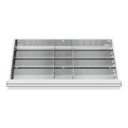 Compartimentage de tiroir STIER, séparations en métal, BLH 100/125 mm, dimensions intérieures 800x450 mm, 12 casiers, 6 x TW 325