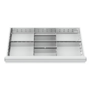 Compartimentage de tiroir STIER, séparations en métal, BLH 100/125 mm, dimensions intérieures 800x450 mm, 8 casiers