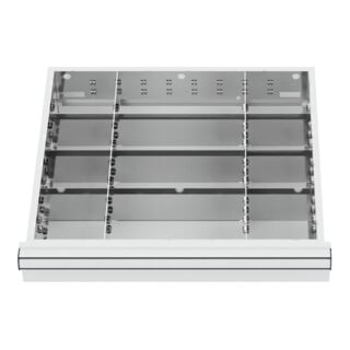 Compartimentage de tiroir STIER, séparations en métal, BLH 150/175 mm, dimensions intérieures 500x450 mm, 12 casiers, 6 x TW 125