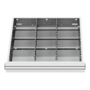 Compartimentage de tiroir STIER, séparations en métal, BLH 150/175 mm, dimensions intérieures 500x450 mm, 12 casiers, 6 x TW 175