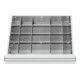 Compartimentage de tiroir STIER, séparations en métal, BLH 150/175 mm, dimensions intérieures 500x450 mm, 20 casiers, 6 x TW 75-1