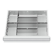 Compartimentage de tiroir STIER, séparations en métal, BLH 150/175 mm, dimensions intérieures 500x450 mm, 8 casiers