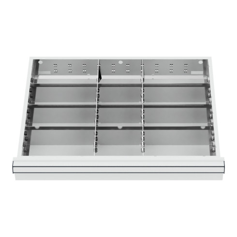 Compartimentage de tiroir STIER, séparations en métal, BLH 150/175 mm, dimensions intérieures 600x450 mm, 12 casiers, 6 x TW 225