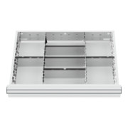 Compartimentage de tiroir STIER, séparations en métal, BLH 150/175 mm, dimensions intérieures 600x450 mm, 8 casiers