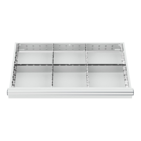 Compartimentage de tiroir STIER, séparations en métal, BLH 150/175 mm, dimensions intérieures 800x450 mm, 6 casiers